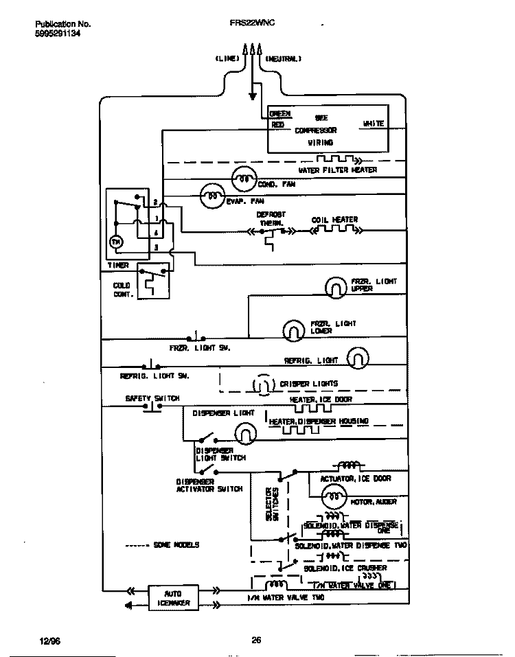 WIRING DIAGRAM Diagram and Parts List for FRS22WNCD4  Frigidaire Refrigerator