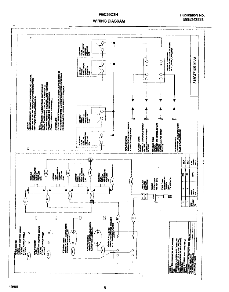 WIRING DIAGRAM Diagram and Parts List for FGC26C3HDB  Frigidaire Cooktop