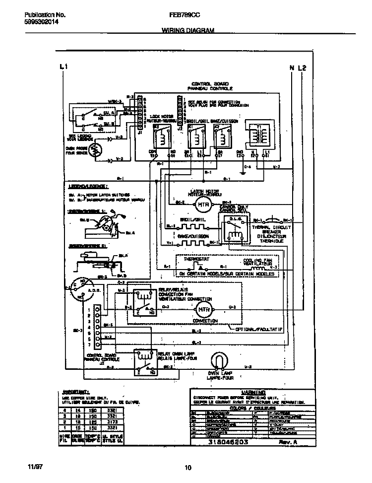 WIRING DIAGRAM Diagram and Parts List for FEB789CCTF  Frigidaire Wall Oven