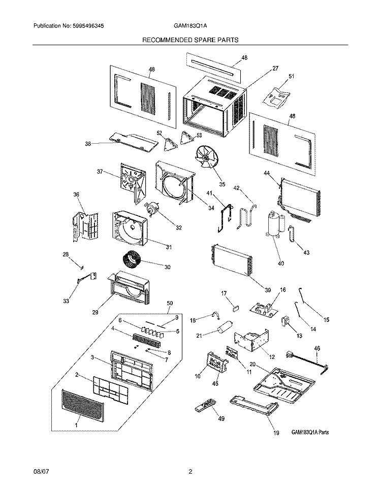 REPLACEMENT PARTS Diagram and Parts List for GAM183Q1A2  Gibson Air Conditioner