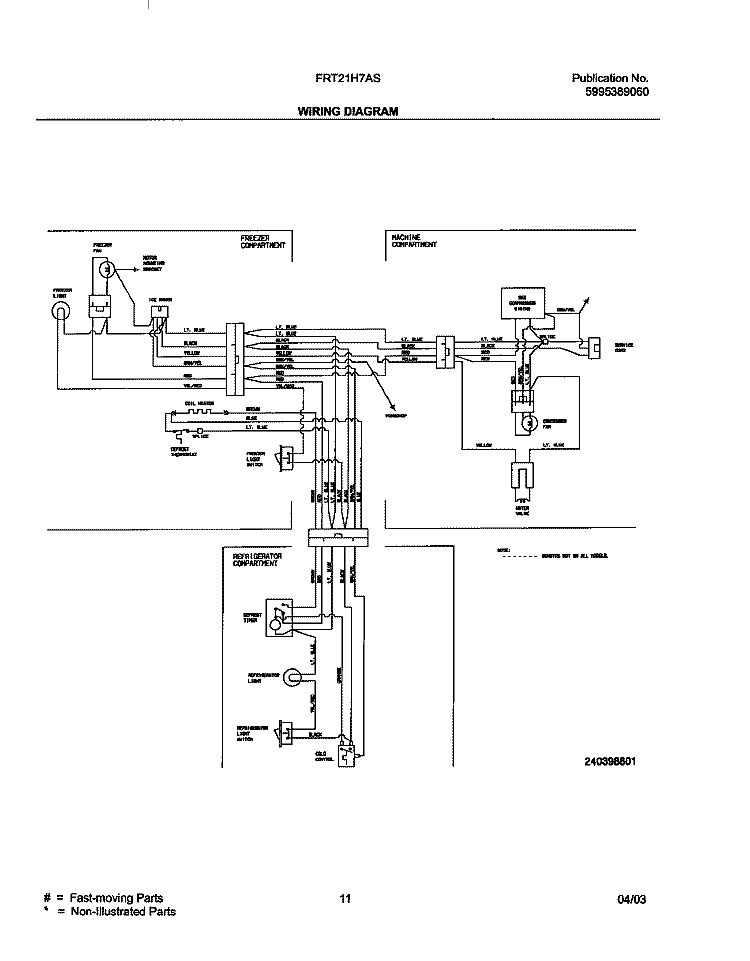 WIRING DIAGRAM Diagram and Parts List for FRT21H7ASK2  Frigidaire Refrigerator