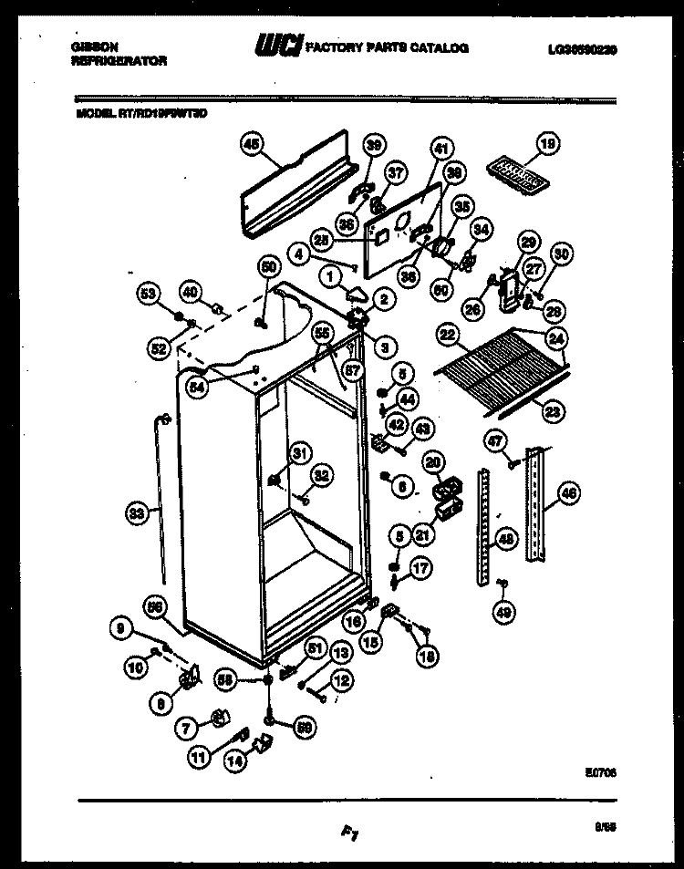 CABINET PARTS Diagram and Parts List for RD19F9WT3D  Gibson Refrigerator