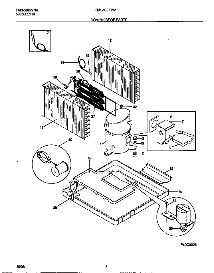COMPRESSOR PARTS Diagram and Parts List for GAS18EF2A1  Gibson Air Conditioner