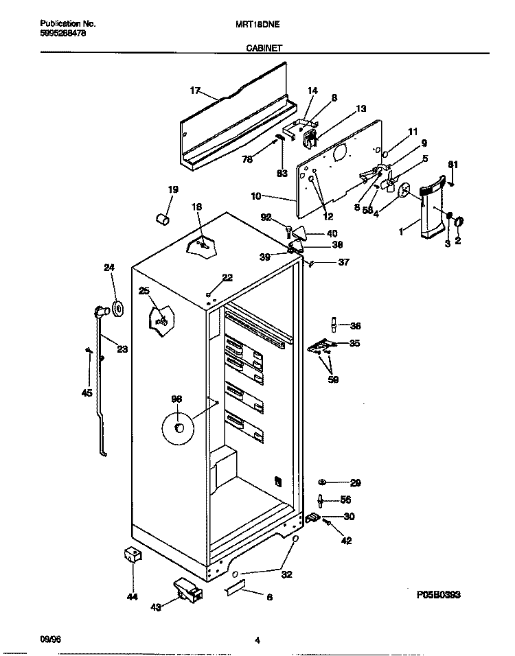 CABINET Diagram and Parts List for MRT18DNED1  Frigidaire Refrigerator