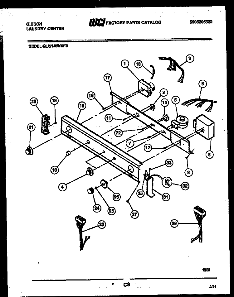 CONSOLE AND CONTROL PARTS Diagram and Parts List for GL27M6WXFB  Gibson Washer Dryer Combo