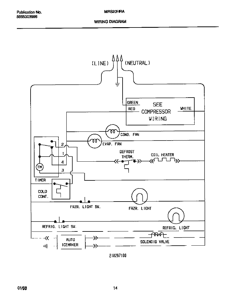WIRING DIAGRAM Diagram and Parts List for MRS20HRAD8  Frigidaire Refrigerator