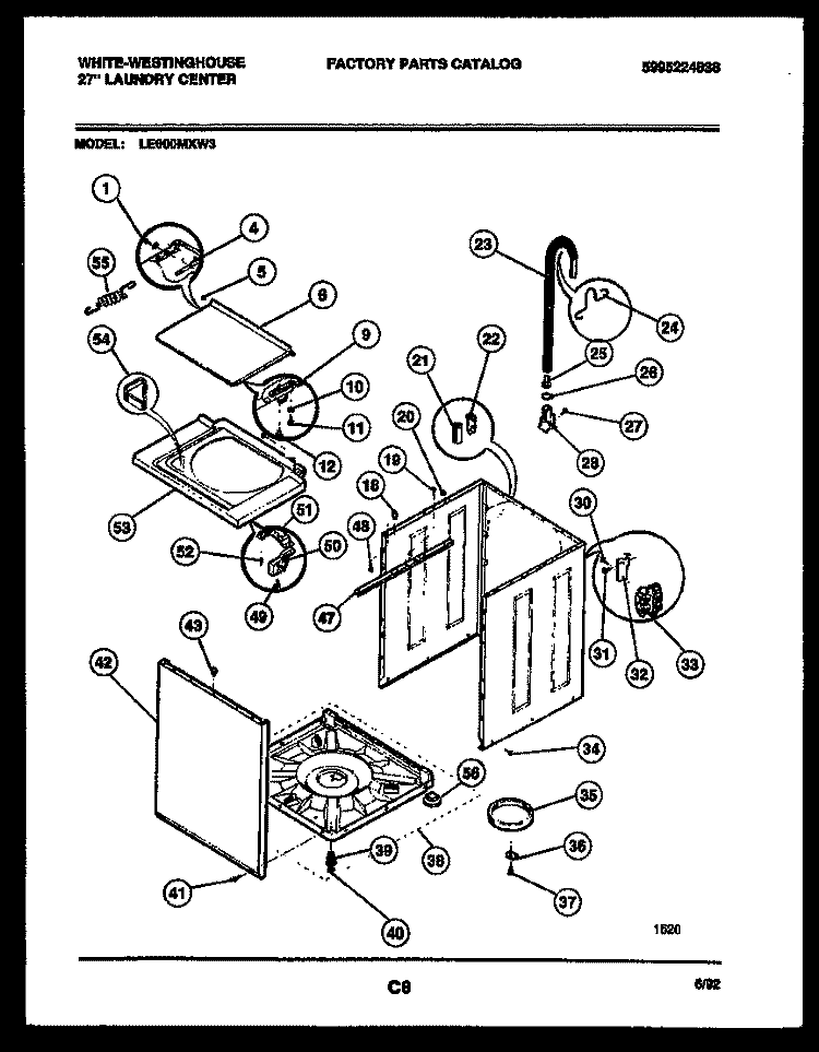 CABINET PARTS Diagram and Parts List for LE600MXD3  Frigidaire Washer Dryer Combo