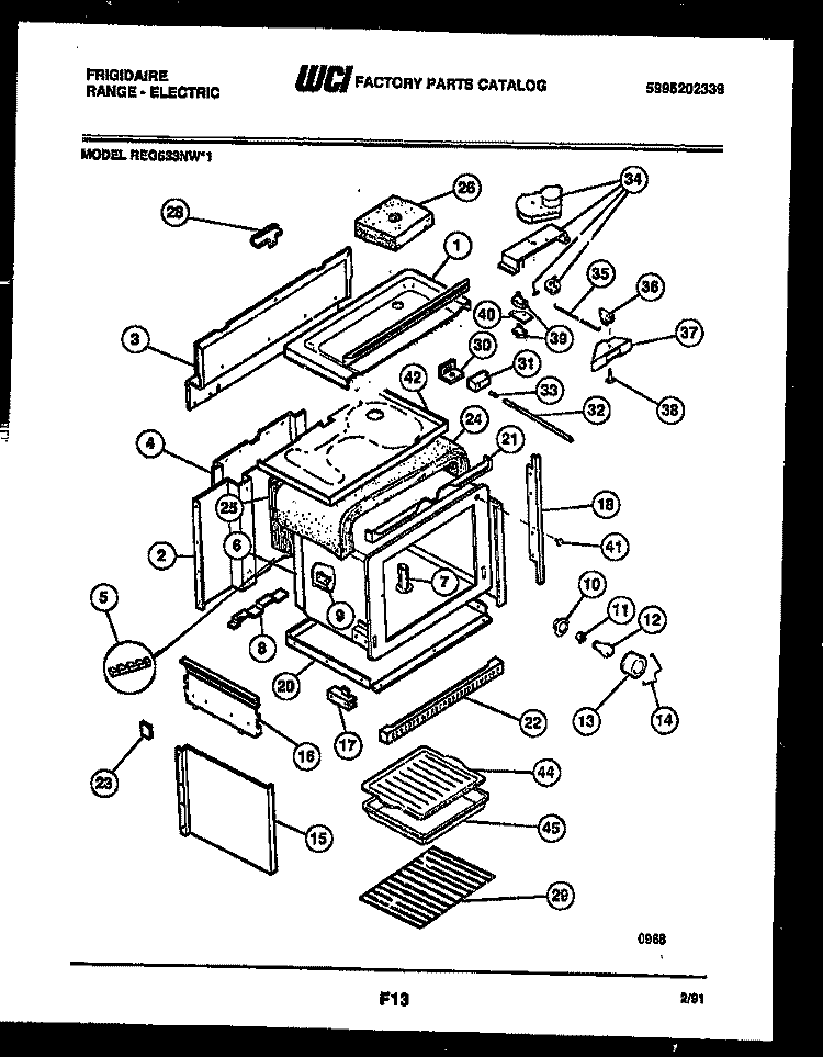 BODY PARTS Diagram and Parts List for REG533NH1  Frigidaire Range