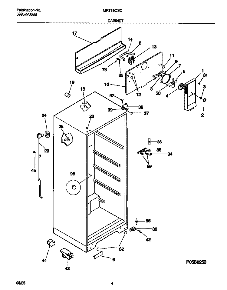 CABINET Diagram and Parts List for MRT18CSCD1  Frigidaire Refrigerator