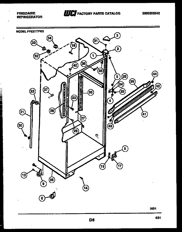 CABINET PARTS Diagram and Parts List for FPE21TFA2  Frigidaire Refrigerator