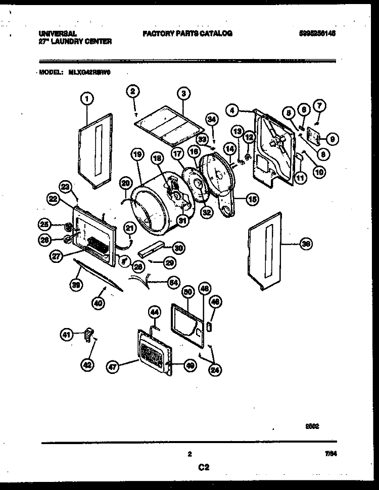 CABINET AND COMPONENT PARTS Diagram and Parts List for MLXG42RBWD0  Kelvinator Washer Dryer Combo
