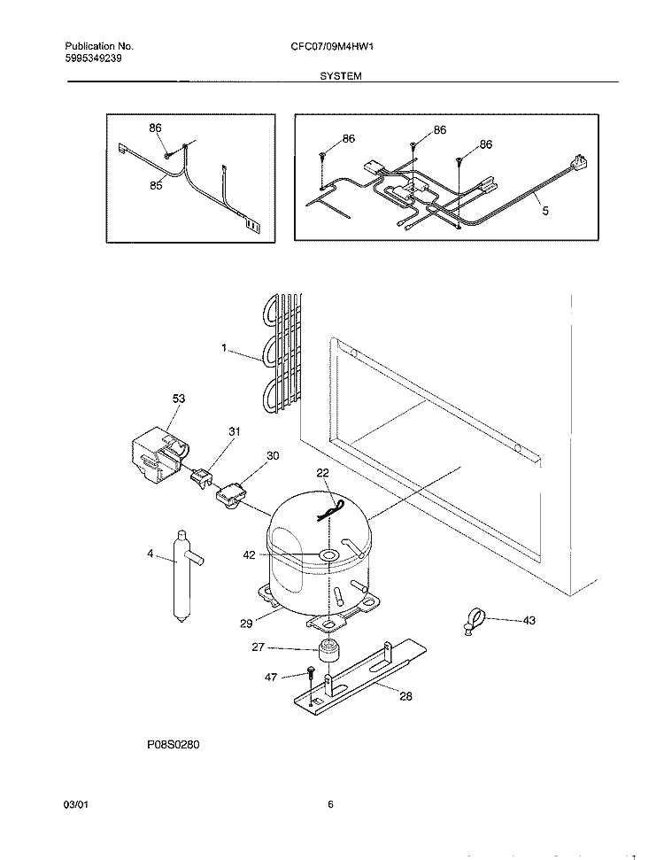 SYSTEM Diagram and Parts List for CFC09M4HW1  Uni Freezer