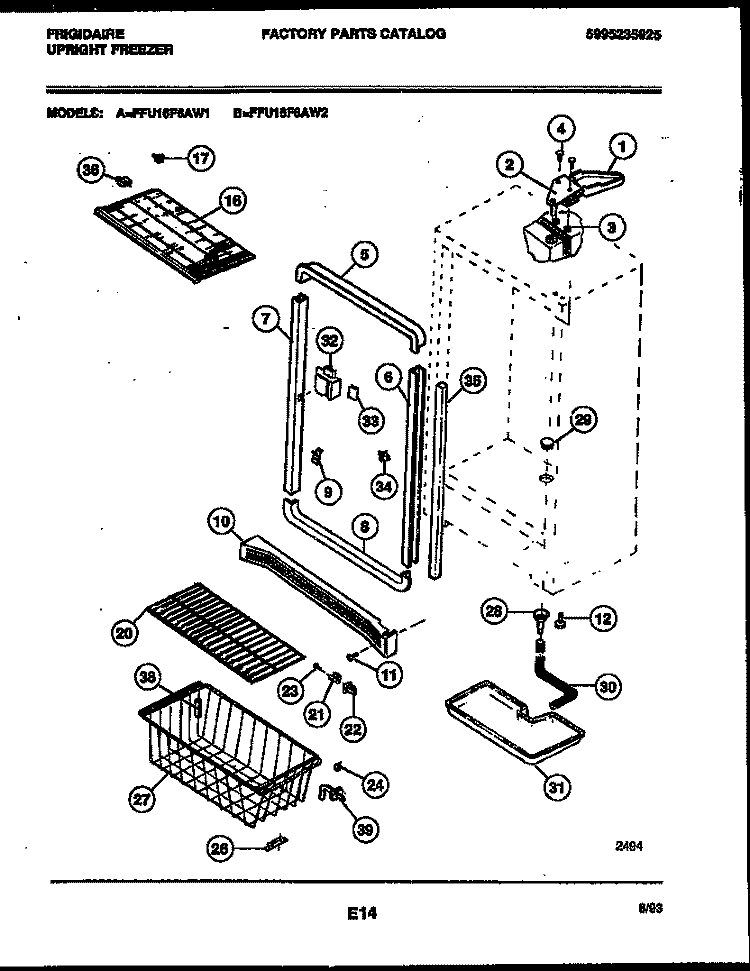CABINET PARTS Diagram and Parts List for FFU16F6AW2  Frigidaire Freezer