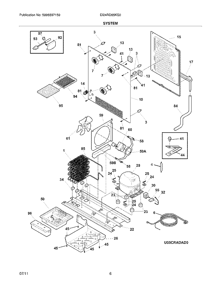 SYSTEM Diagram and Parts List for EI24RD65KS0  Electrolux Refrigerator