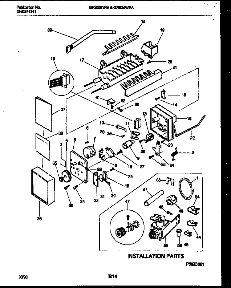 ICE MAKER AND INSTALLATION PARTS Diagram and Parts List for GRS24WRAD0  Gibson Refrigerator