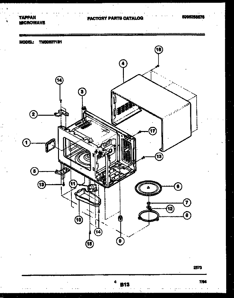 WRAPPER AND BODY PARTS Diagram and Parts List for TMS062T1B1  Tappan Microwave
