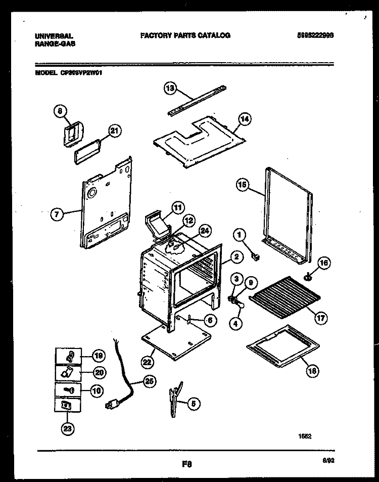 BODY PARTS Diagram and Parts List for CP303VP2W01  Uni Range