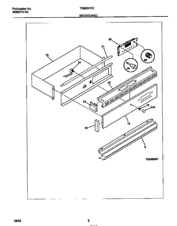 BACKGUARD Diagram and Parts List for TGB557CCSA  Tappan Wall Oven