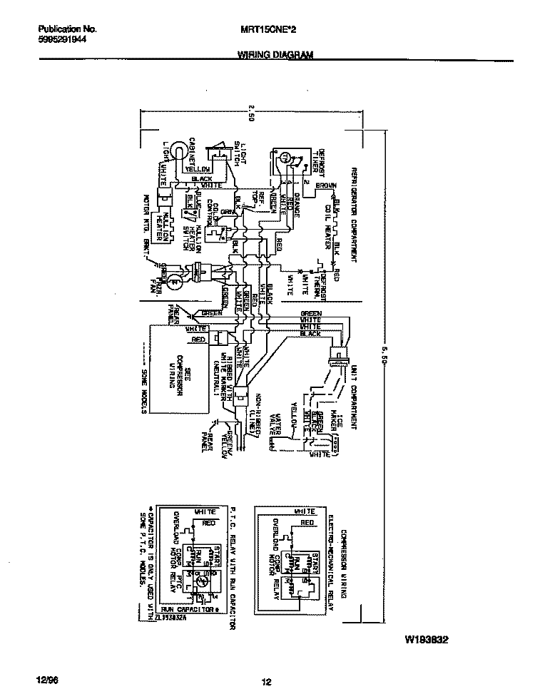 WIRING DIAGRAM Diagram and Parts List for MRT15CNEW2  Frigidaire Refrigerator