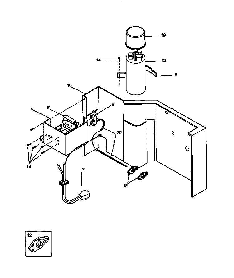 CONTROL PARTS Diagram and Parts List for FAC083W7A5  Frigidaire Air Conditioner