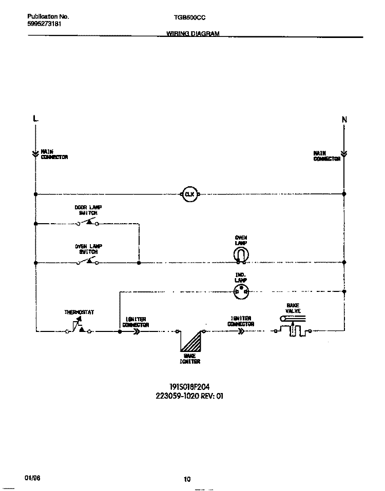 WIRING DIAGRAM Diagram and Parts List for TGB500CCB1  Tappan Wall Oven
