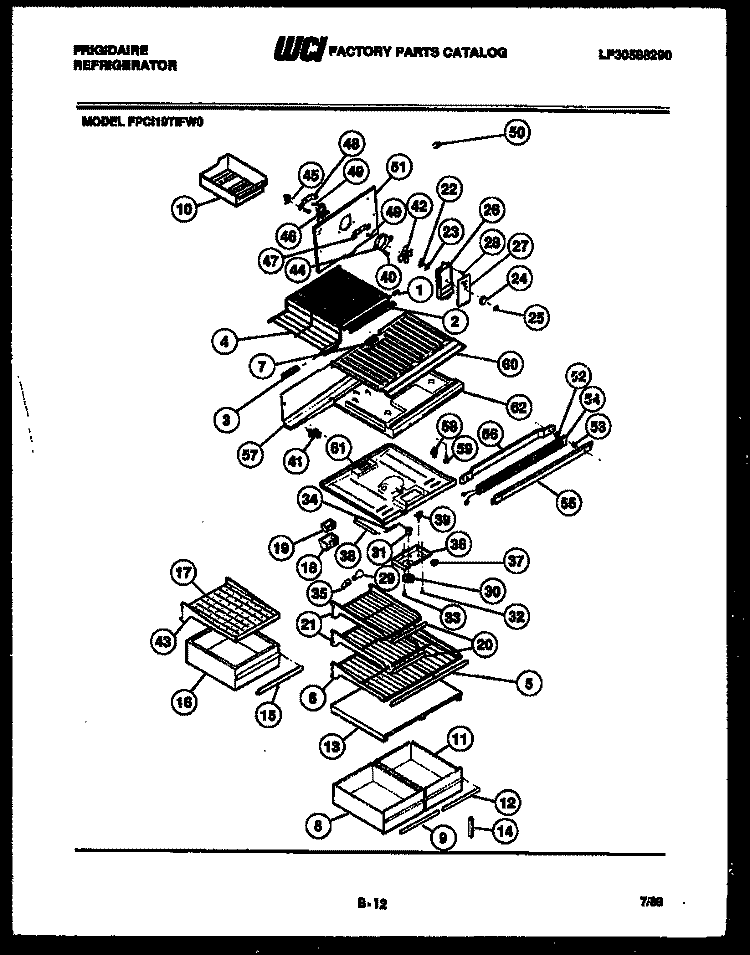 SHELVES AND SUPPORTS Diagram and Parts List for FPCI19TIFW0  Frigidaire Refrigerator