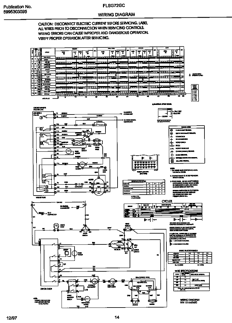 WIRING DIAGRAM Diagram and Parts List for FLSG72GCS6  Frigidaire Washer Dryer Combo