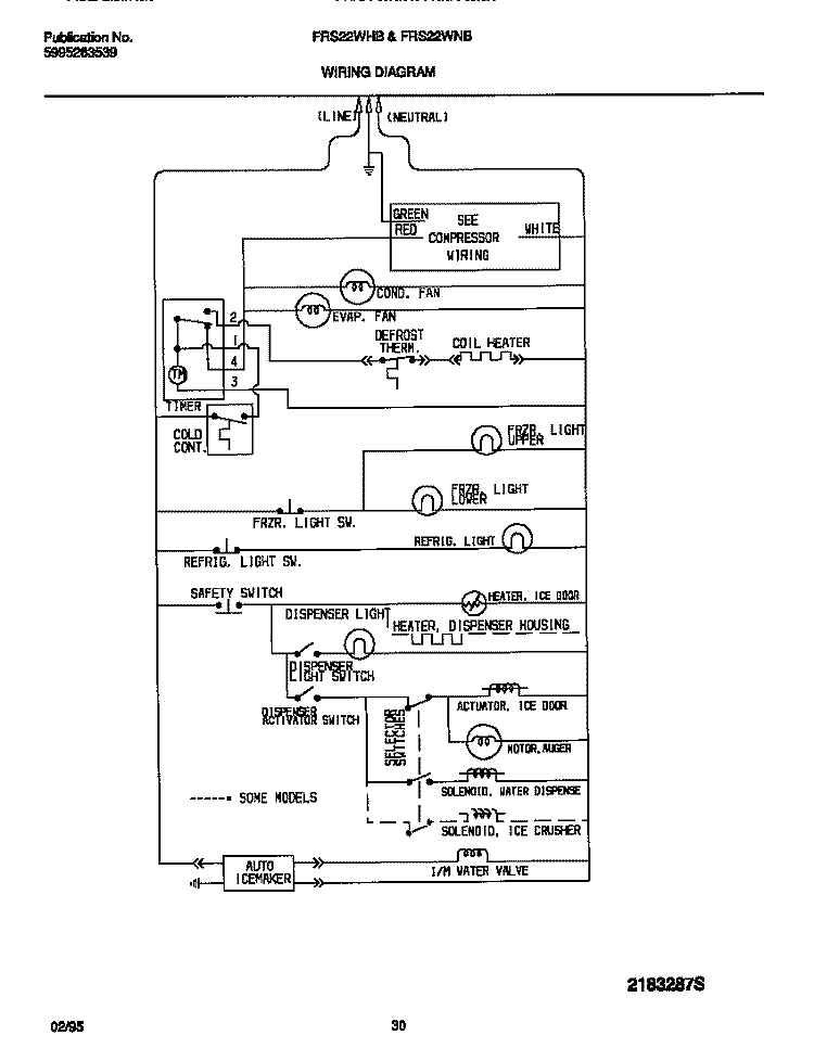 WIRING DIAGRAM Diagram and Parts List for FRS22WNBD1  Frigidaire Refrigerator
