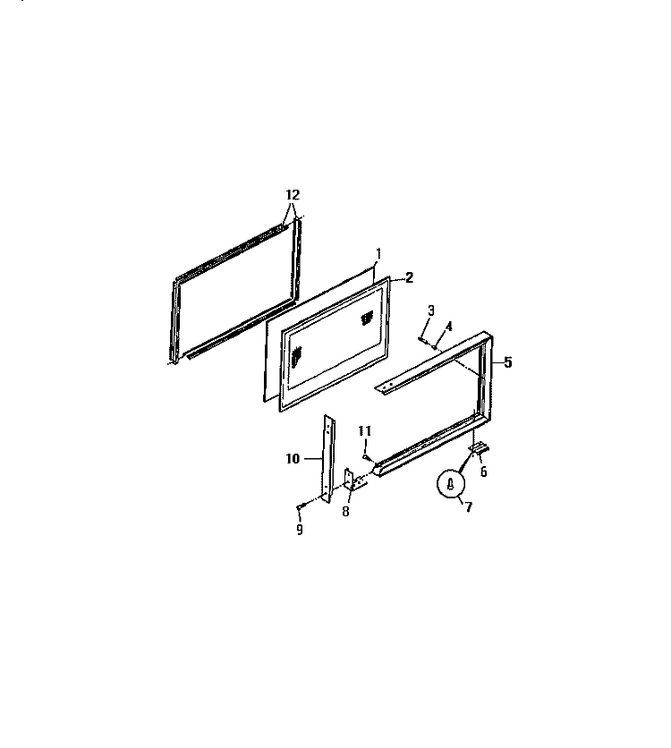 UPPER OVEN DOOR, PANELS Diagram and Parts List for REG638ML5  Frigidaire Range