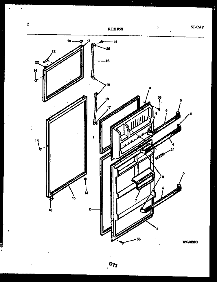 DOOR PARTS Diagram and Parts List for RT21F5YX3A  Gibson Refrigerator
