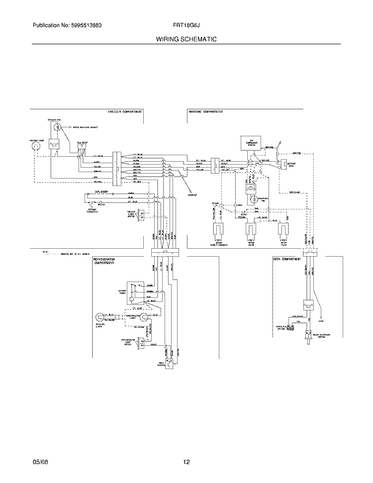 WIRING SCHEMATIC Diagram and Parts List for FRT18G6JB1  Frigidaire Refrigerator