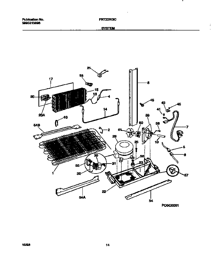SYSTEM Diagram and Parts List for FRT22RGCB8  Frigidaire Refrigerator