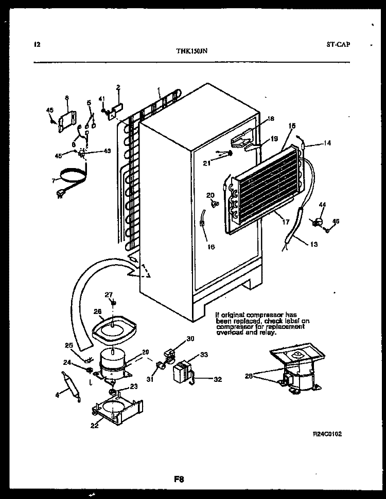 SYSTEM AND AUTOMATIC DEFROST PARTS Diagram and Parts List for THK150JN2D  Kelvinator Refrigerator