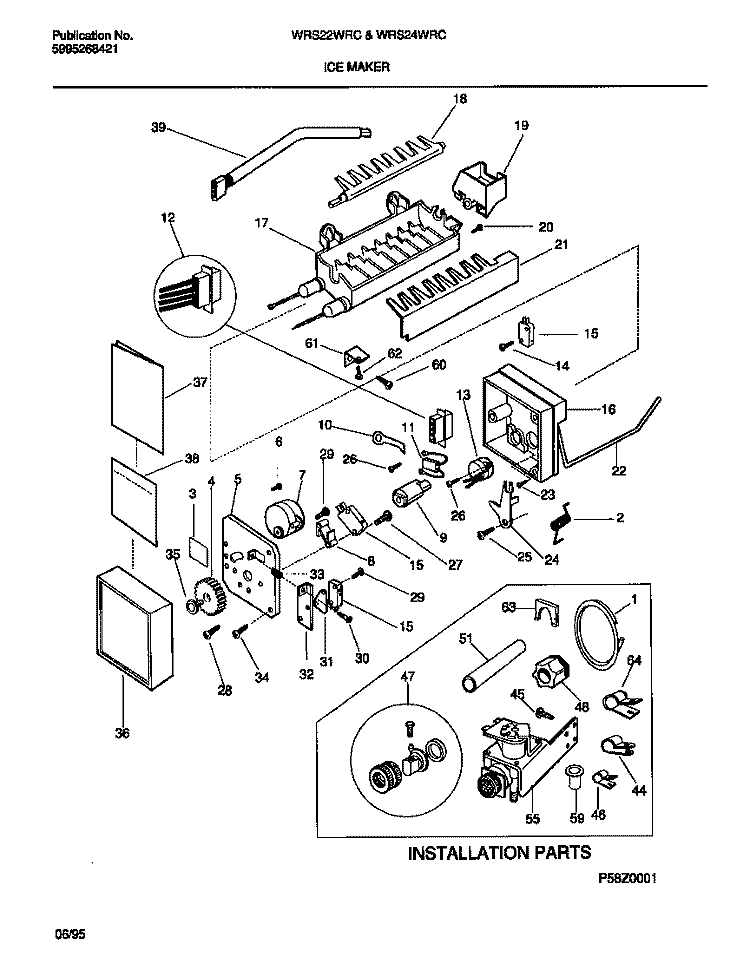 ICE MAKER Diagram and Parts List for WRS22WRCD0  Frigidaire Refrigerator