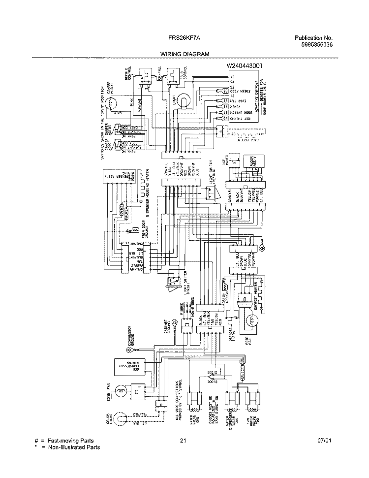 WIRING DIAGRAM Diagram and Parts List for FRS26KF7AB0  Frigidaire Refrigerator