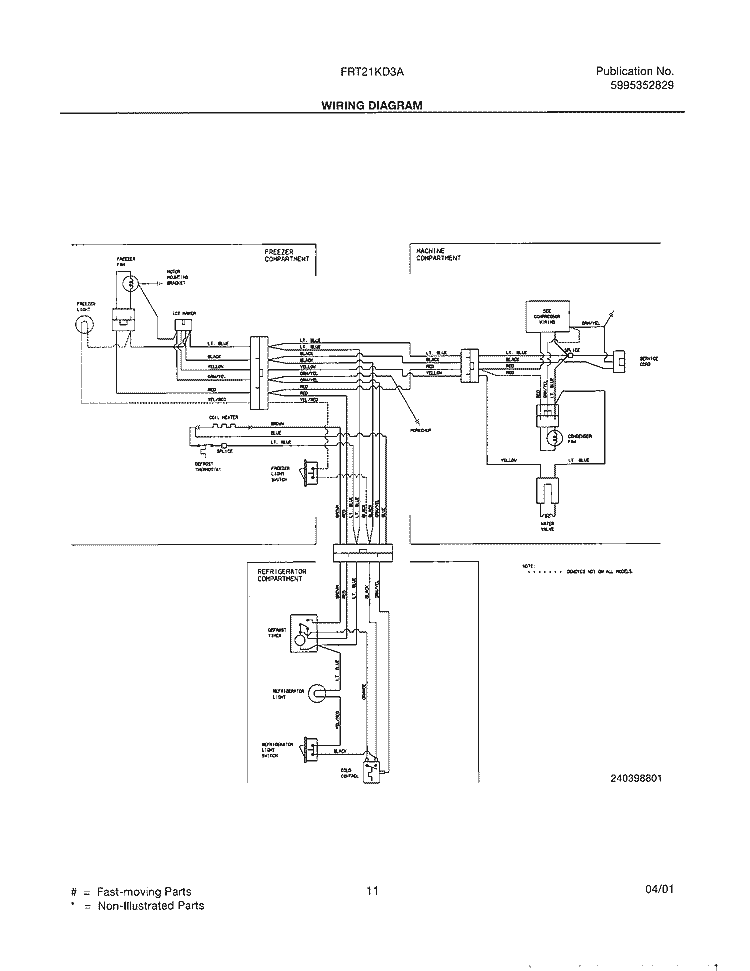WIRING DIAGRAM Diagram and Parts List for FRT21KD3AW1  Frigidaire Refrigerator