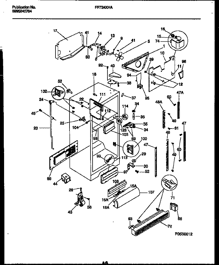 CABINET PARTS Diagram and Parts List for FRT24XHAD0  Frigidaire Refrigerator