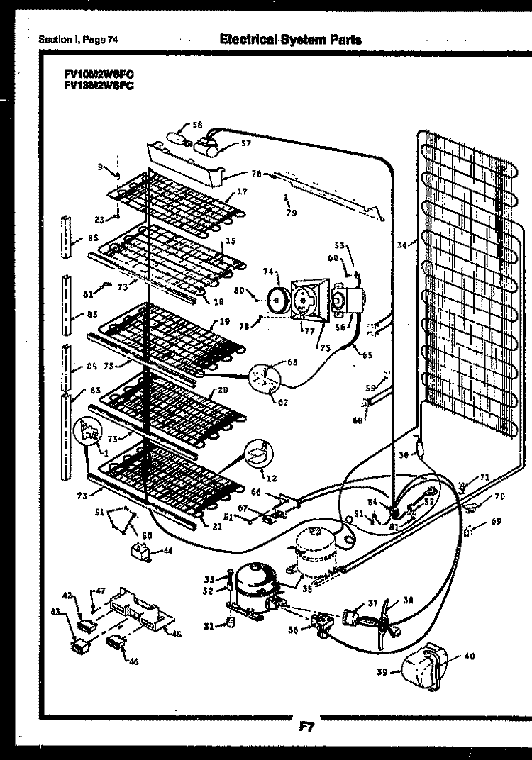 ELECTRICAL SYSTEM PARTS Diagram and Parts List for FV16M2WSFB  Frigidaire Freezer