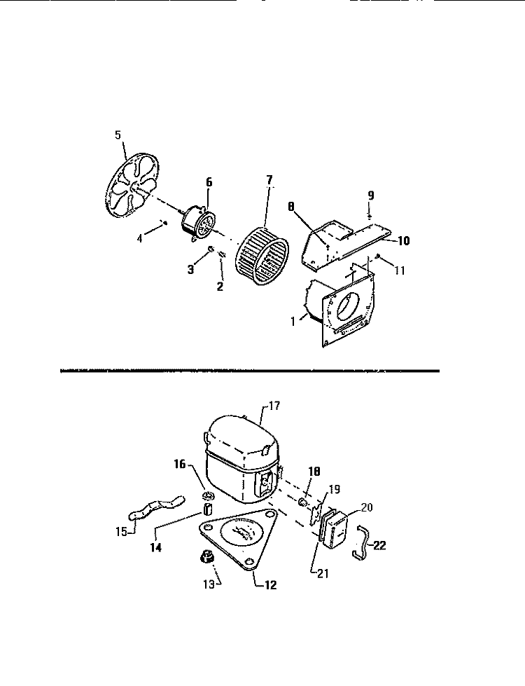 AIR HANDLING PARTS, COMPRESSOR Diagram and Parts List for M423T3SA  Kelvinator Air Conditioner