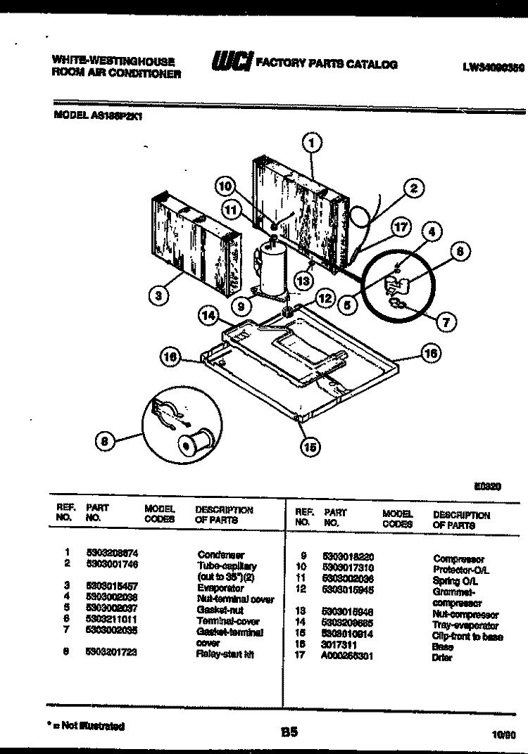 SYSTEM PARTS Diagram and Parts List for AS186P2K1  Frigidaire Air Conditioner