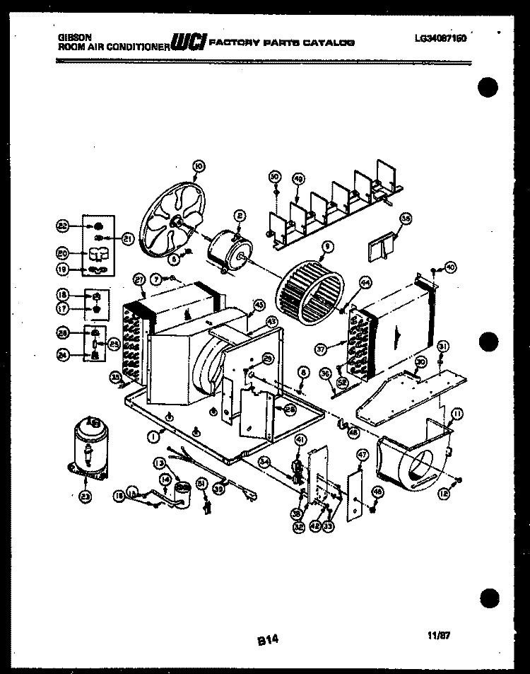 ELECTRICAL AND AIR HANDLING PARTS Diagram and Parts List for AM10C4ETBA  Gibson Air Conditioner