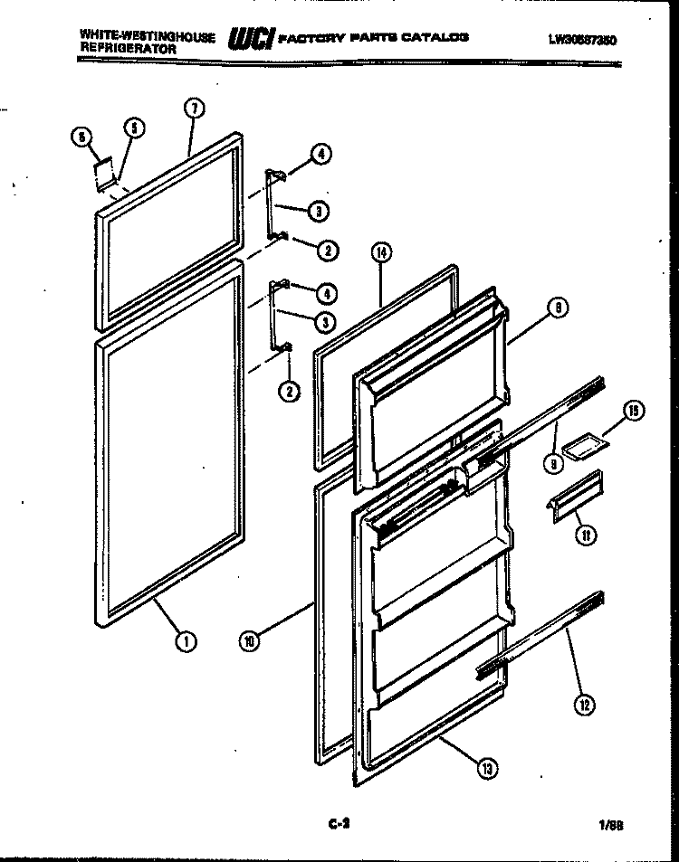 DOOR PARTS Diagram and Parts List for RT140GCD4  Frigidaire Refrigerator