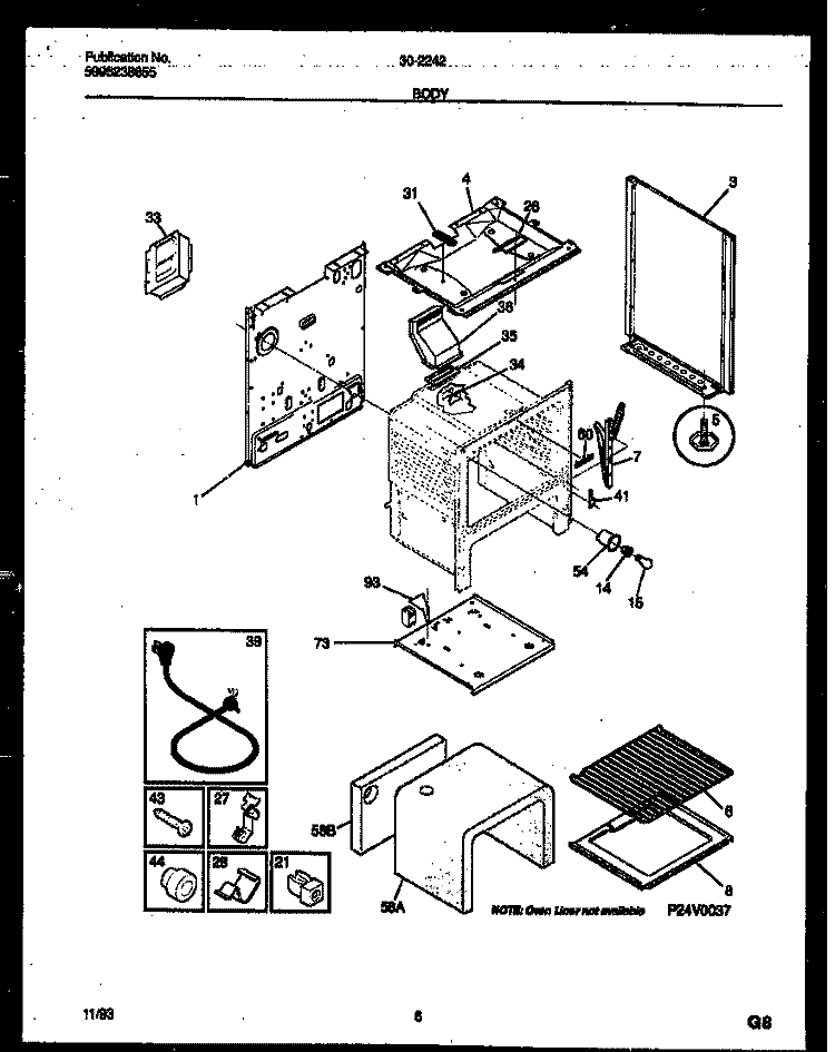 BODY PARTS Diagram and Parts List for 30-2242-00-02  Tappan Range