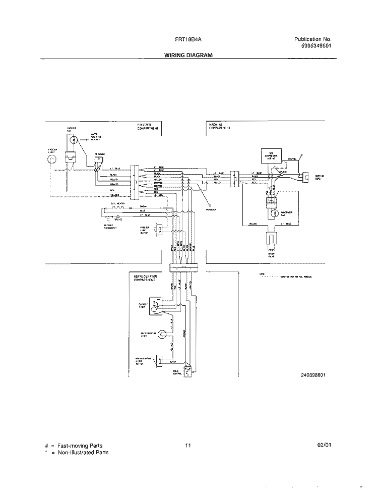 WIRING DIAGRAM Diagram and Parts List for FRT18B4AW0  Frigidaire Refrigerator
