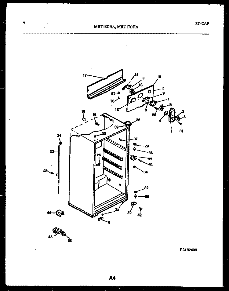 CABINET PARTS Diagram and Parts List for MRT15CHAA0  Frigidaire Refrigerator