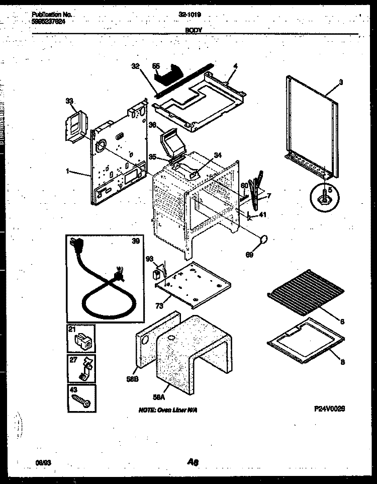 BODY PARTS Diagram and Parts List for 32-1019-00-10  Tappan Range