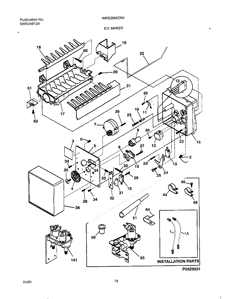 ICE MAKER Diagram and Parts List for WRS26MZRHD0  Westinghouse Refrigerator