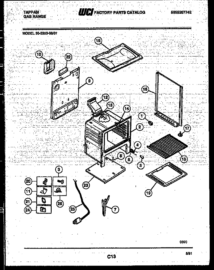 BODY PARTS Diagram and Parts List for 30-3350-23-01  Tappan Range