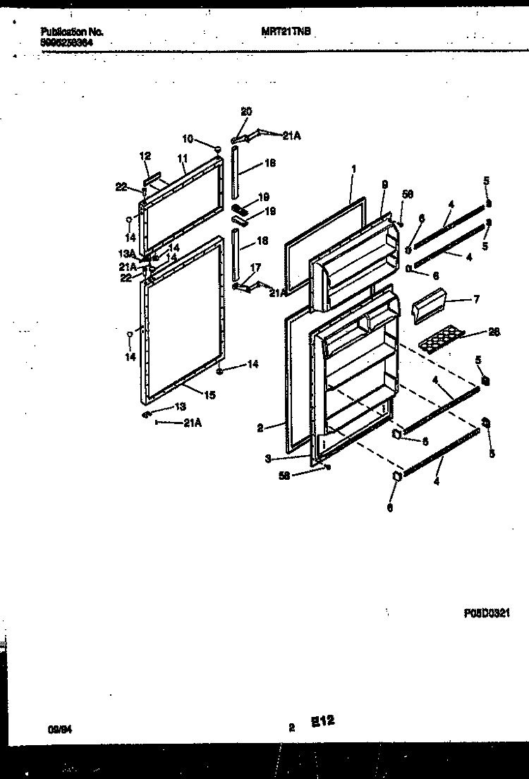 DOOR PARTS Diagram and Parts List for MRT21TNBZ1  Uni Refrigerator