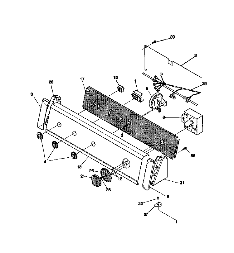 CONTROL PANEL Diagram and Parts List for FWS645RBS1  Frigidaire Washer